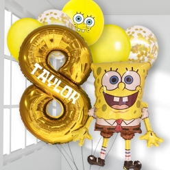 SpongeBob Personalized Name & Age Balloon Bouquet